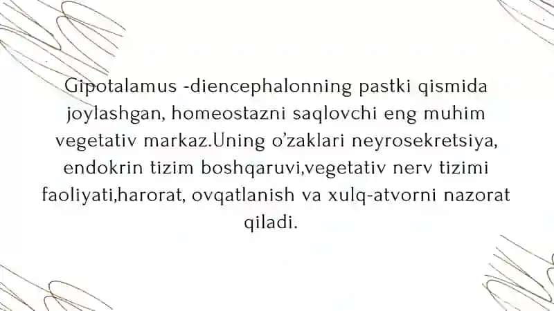 Gipotalamus o'zaklari va ularning klinik ahamiyati 3