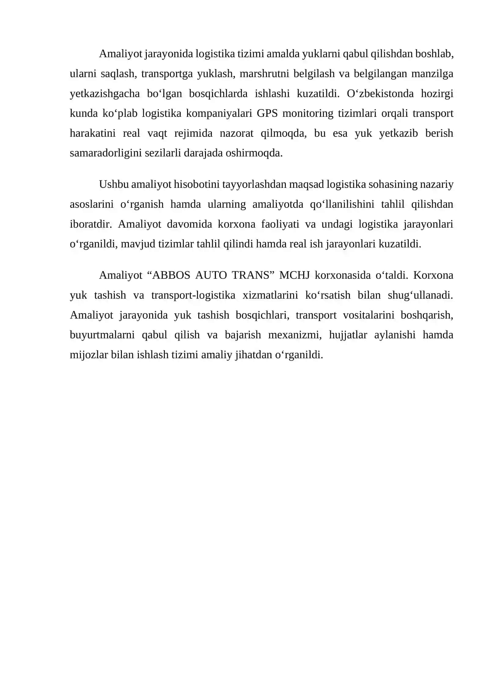 LOGISTIKA TIZIMINING NAZARIY ASOSLARI VA O‘ZBEKISTONDA LOGISTIKA SOHASINING RIVOJLANISHI 3