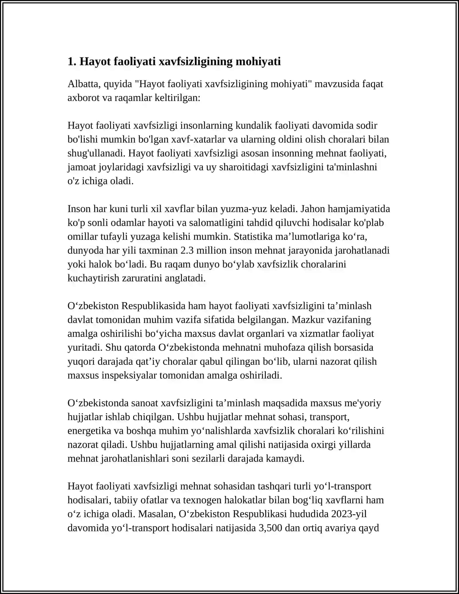 HAYOT FAOLIYATI XAVFSIZLIGINING BUGUNGI KUNDAGI AHAMIYATI 3