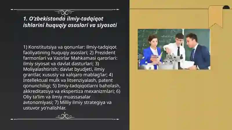 Oʼzbekistonda ilmiy-tadqiqot ishlarini tashkil etilishi 3