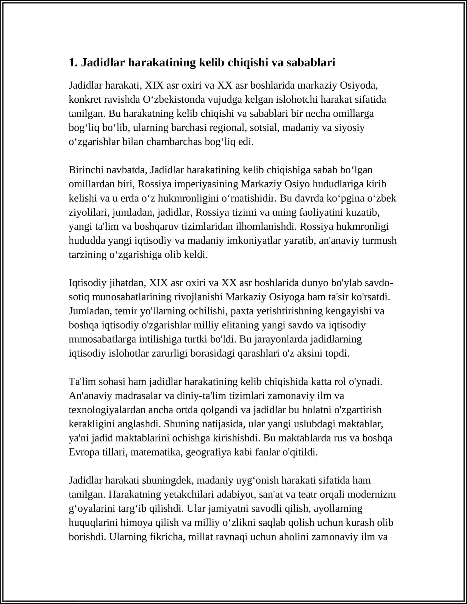 JADID MAʼRIFATPARVARLARINING OʻLKA IJTIMOIY-MANAVIY HAYOTIDA TUTGAN OʻRNI 3