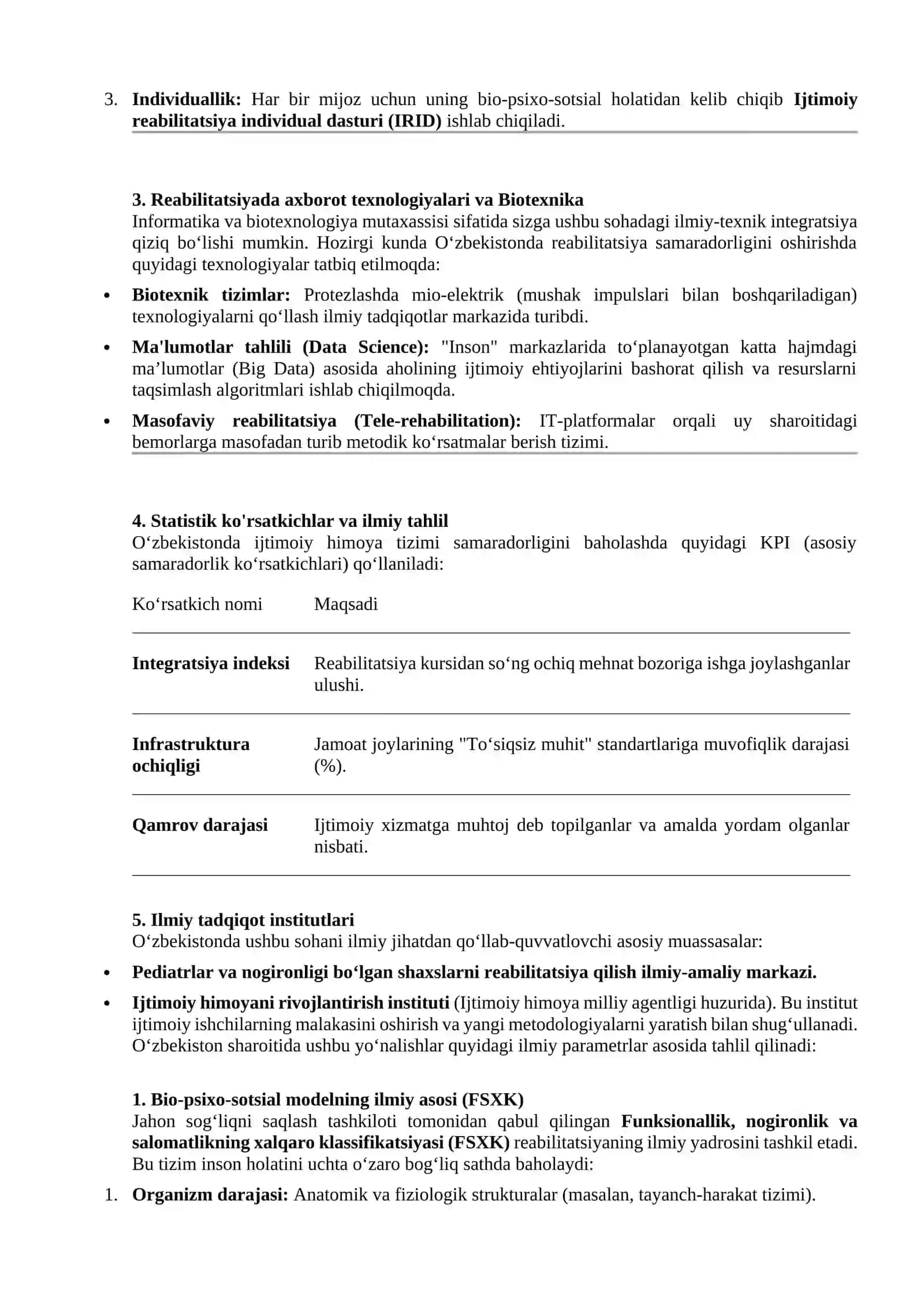 Ijtimoiy reabilitatsiya muassasalari: O'zbekistondagi reabilitatsiya markazlari faoliyati 3