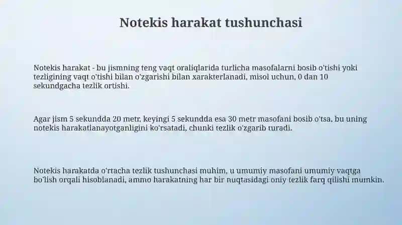 Notekis harakat mavzusini o'qitish metodikasi 3