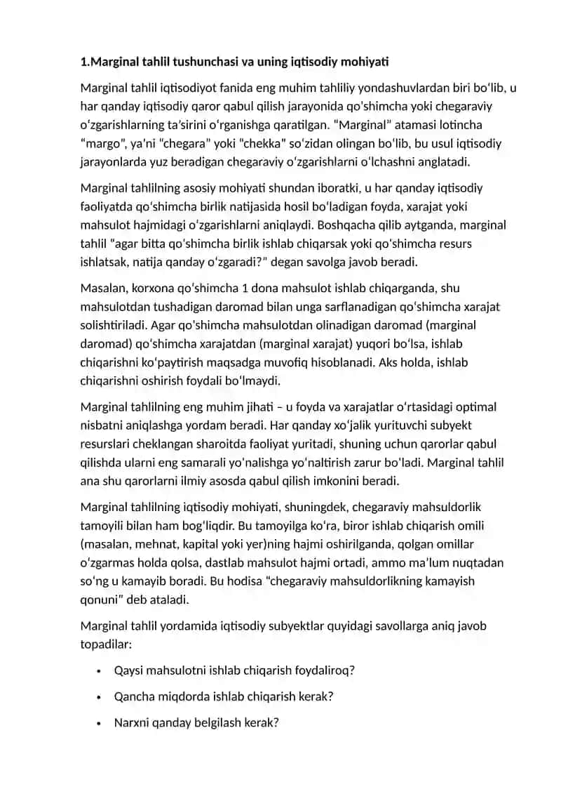 Marginal taxlil usullaridan foydalanish 3