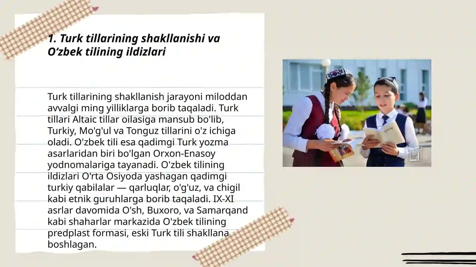 O'zbek tili tarixi o'zbek tilining tarixiy ildizlari o'zbek adabiy tili taraqiyot bosqichlari 3