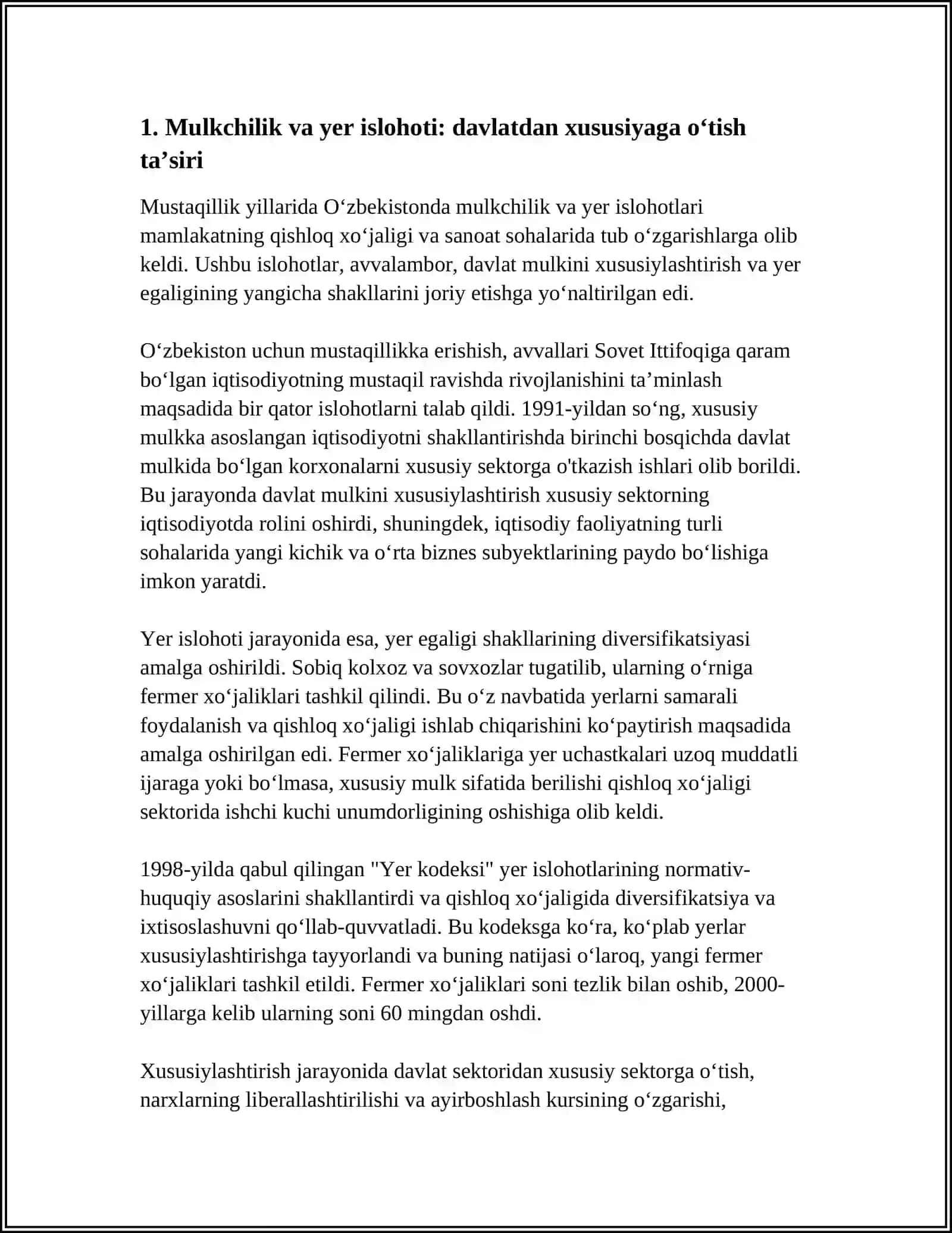 MUSTAQILIK YILLARDA QISHLOQXOJALIGI VASANOAT SOHASIDAGI ÒZGARISHLAR 3