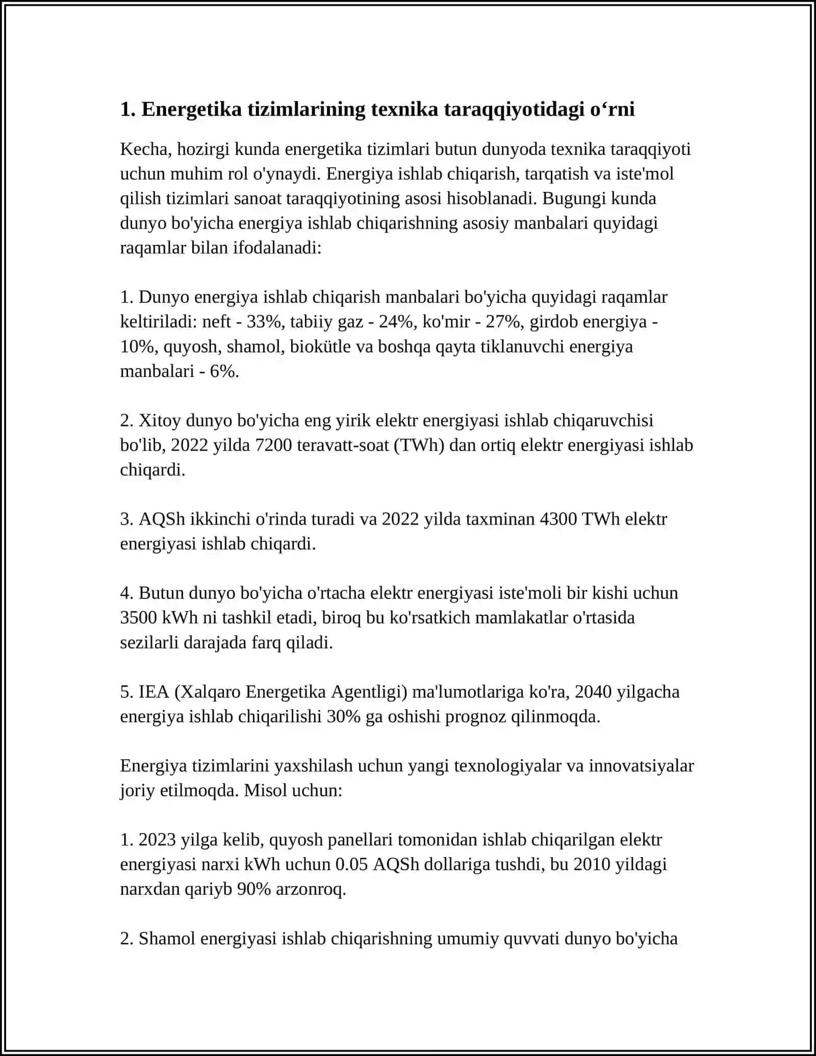 TEXNIKA TARAQQIYOTIDA ENERGETIKANI OʻRNI 3