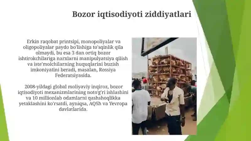 Bozor iqtisodiyotining ziddiyatlari va salbiy jihatlari 3