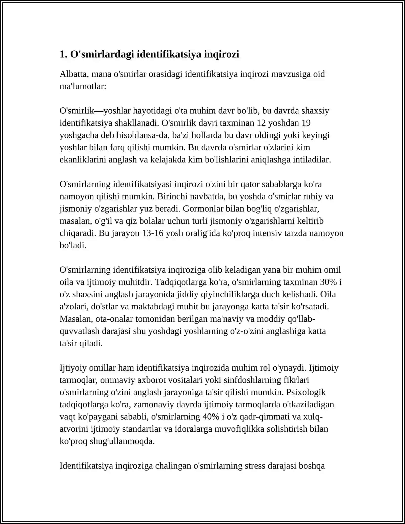 O'smirlik davri inqirozi va uning psixologik, psixofiziologik sabablari 3