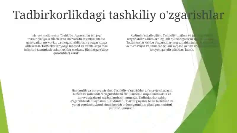 Tadbirkorlik Faoliyatini Tashkil Qilish Tashkiliy O'Zgarishlarni Amalga Oshirishda Xodimlarning Motivatsiyasi 3