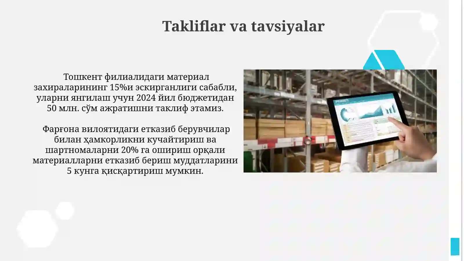 Kompaniyani moddiy resurslar bilan ta’minlanishi va tavar moddiy zaxiralar holatining tahlili 3