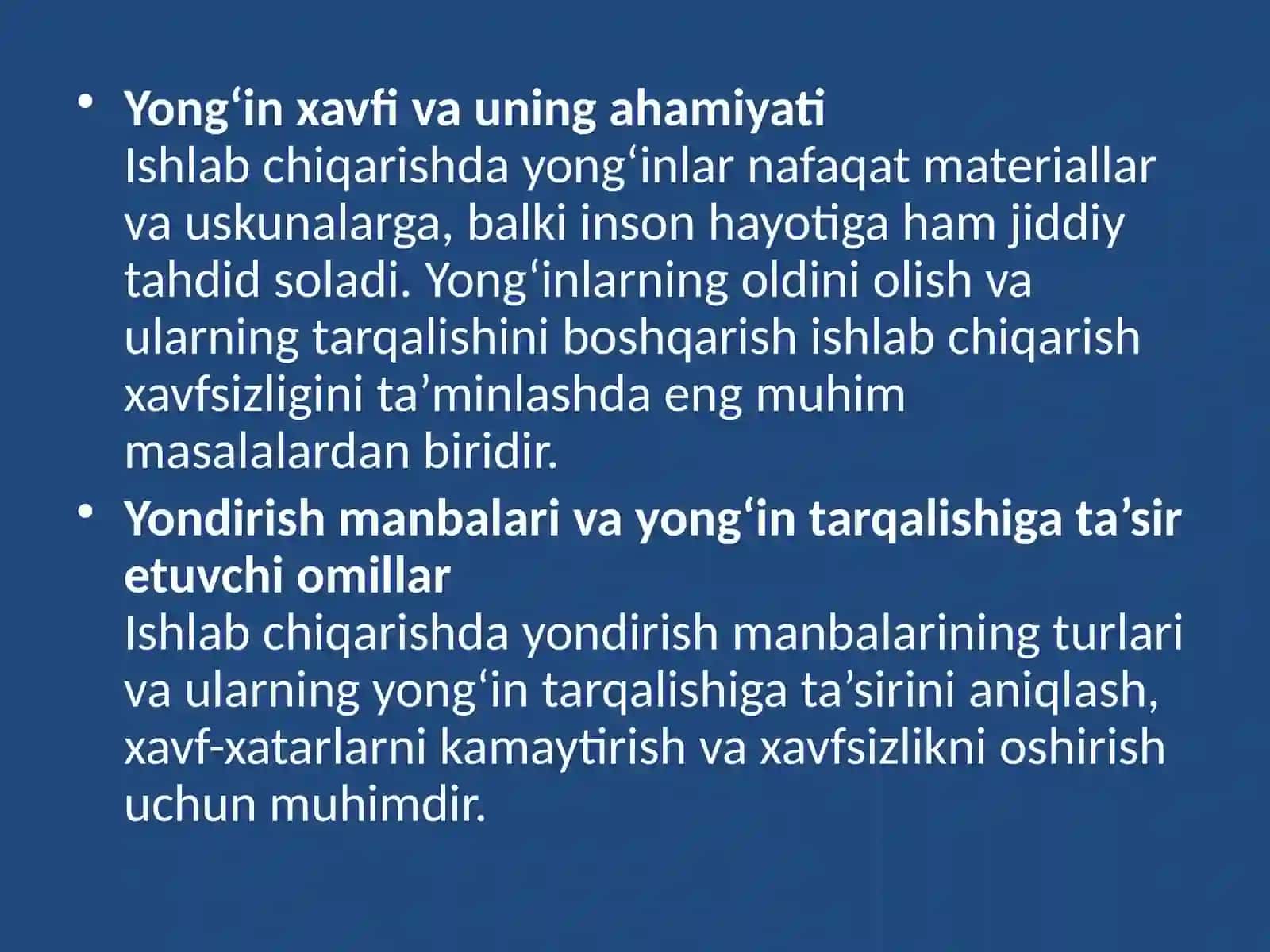 Ishlabchiqarishda yondirish manbalari: Yong'in tarqalishi sabablar va sharoitlari 3