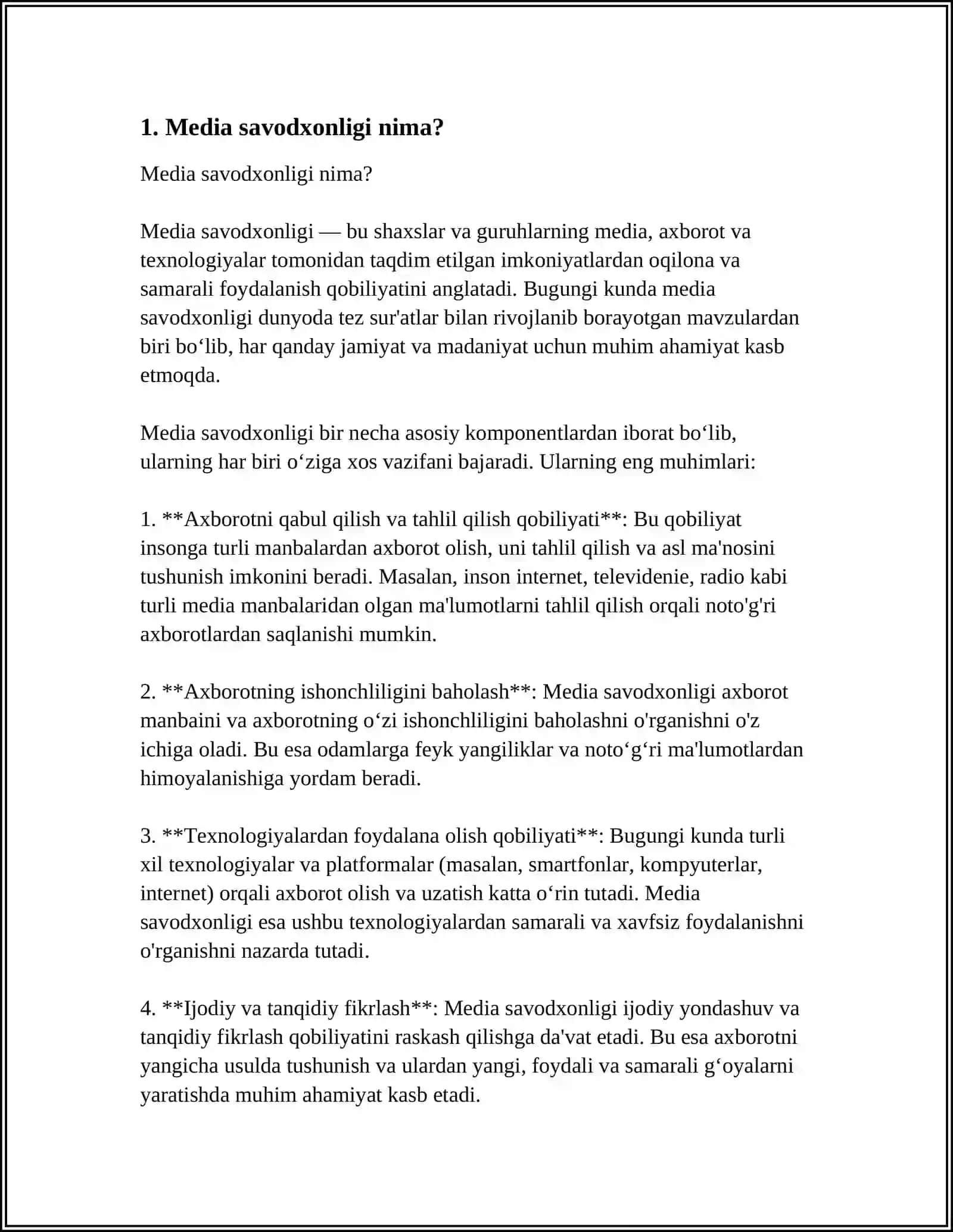 SIZ NIMA UCHUN MEDIA SAVODLI BOʻLISHINGIZ KERAK 3