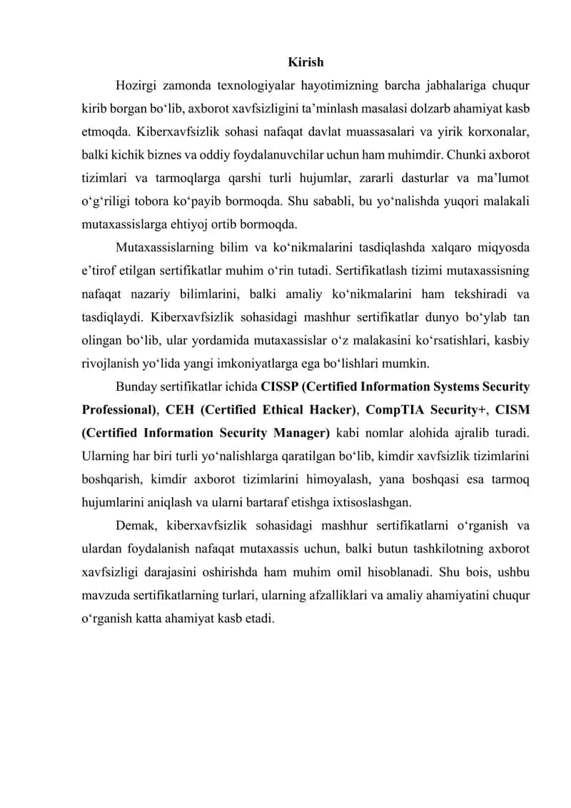 Kiberxavfsizlik sohasidagi mashhur sertifikatlar 3