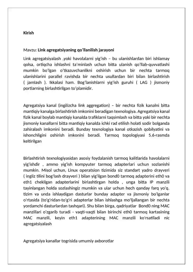 Link agregatsiyalash haqida malumot 3