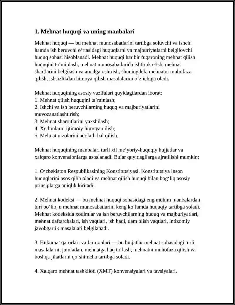 MEHNAT QONUNCHLIGI BOʻYICHA ASOSIY MALUMOTLAR 3