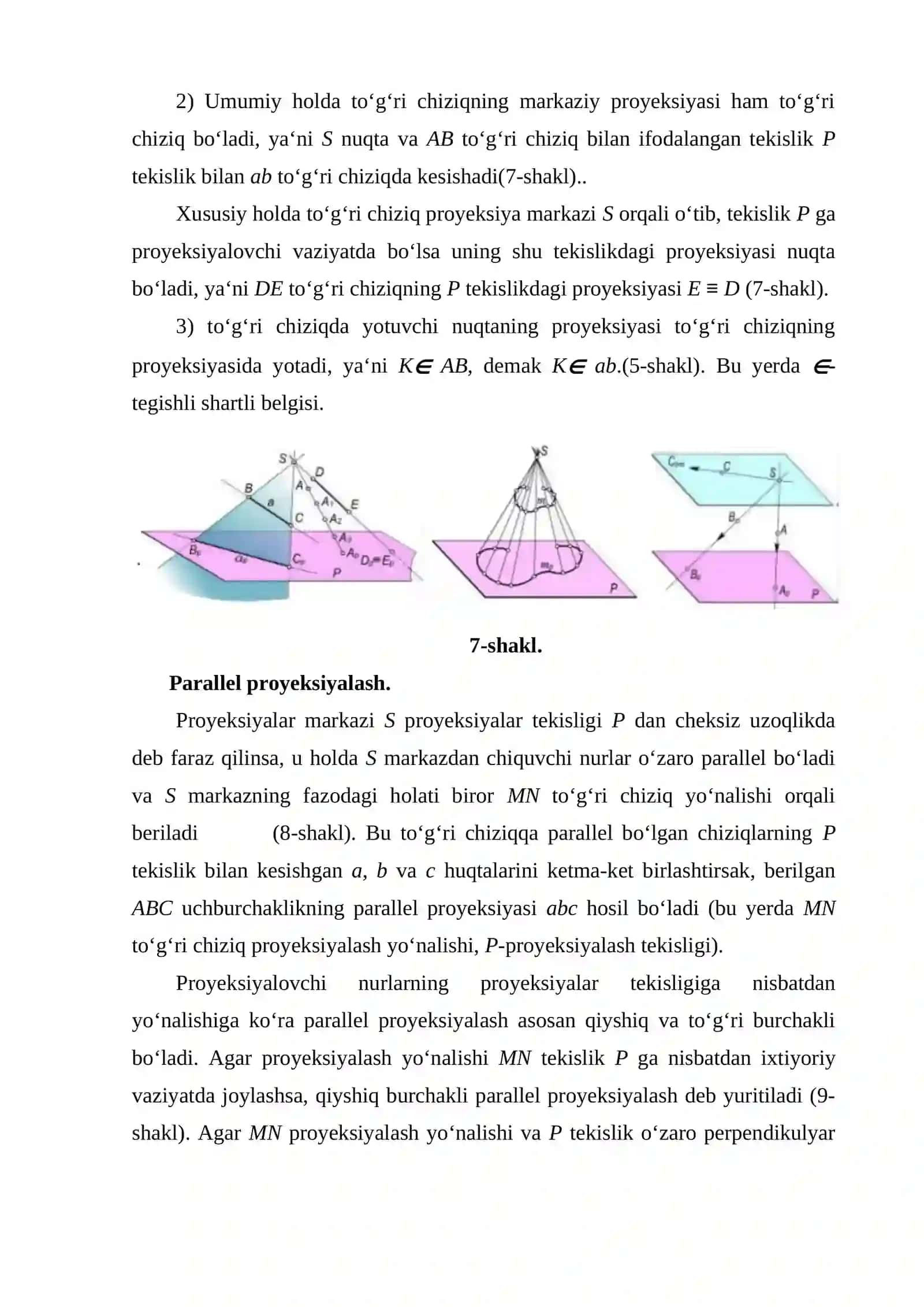 Proyeksiyalash usullari. Monj usuli nuqta 3