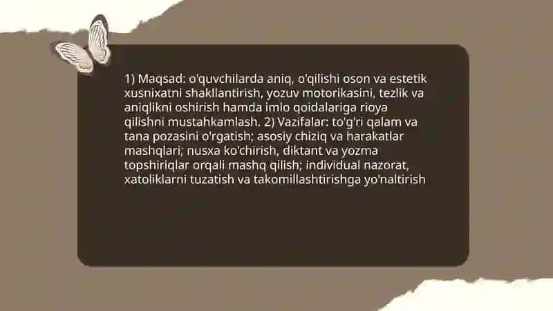 Xusnixat darslariga qoyiladigan talablar 3