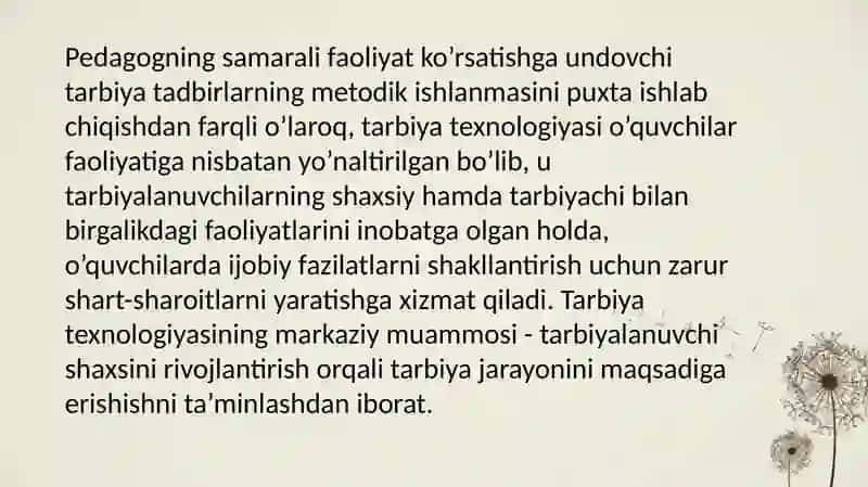 Tarbiyani tashkil etish shakllari 3