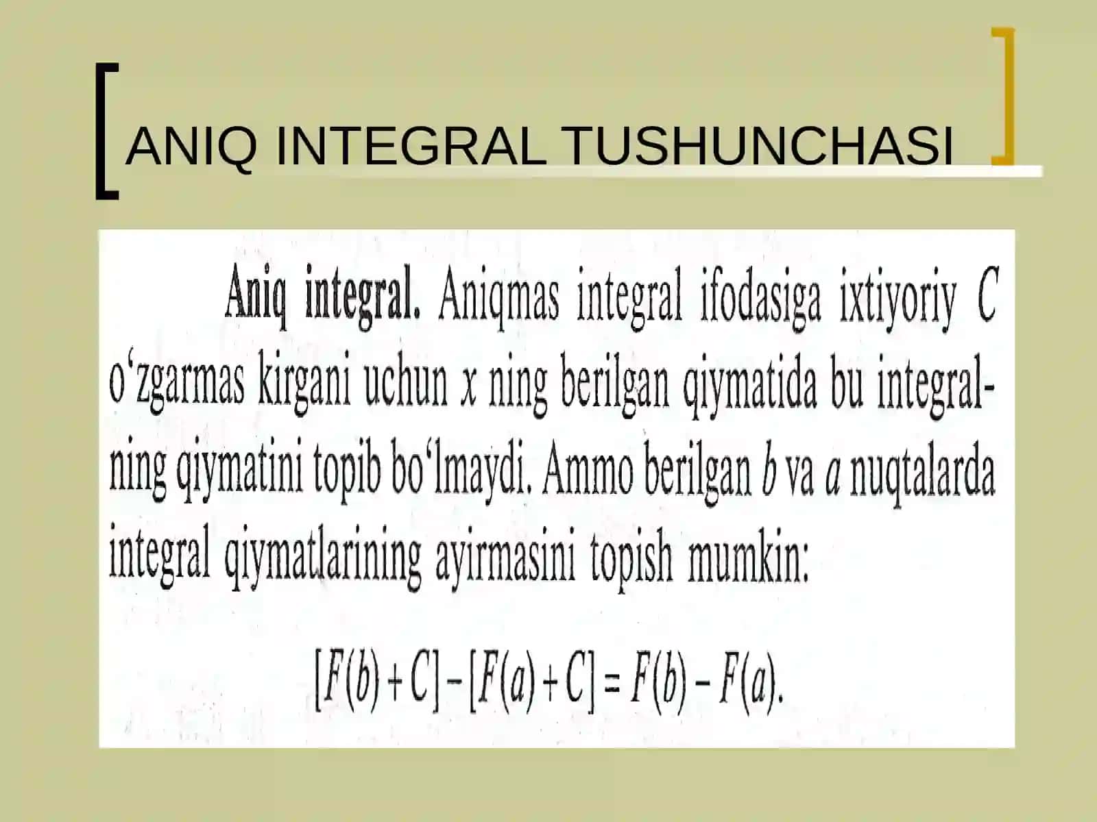 Aniq integralning xossalari 3