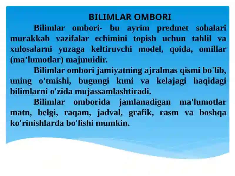 BILIM BILIMLAR OMBORI VA EKSPERT TIZIMLARI 3