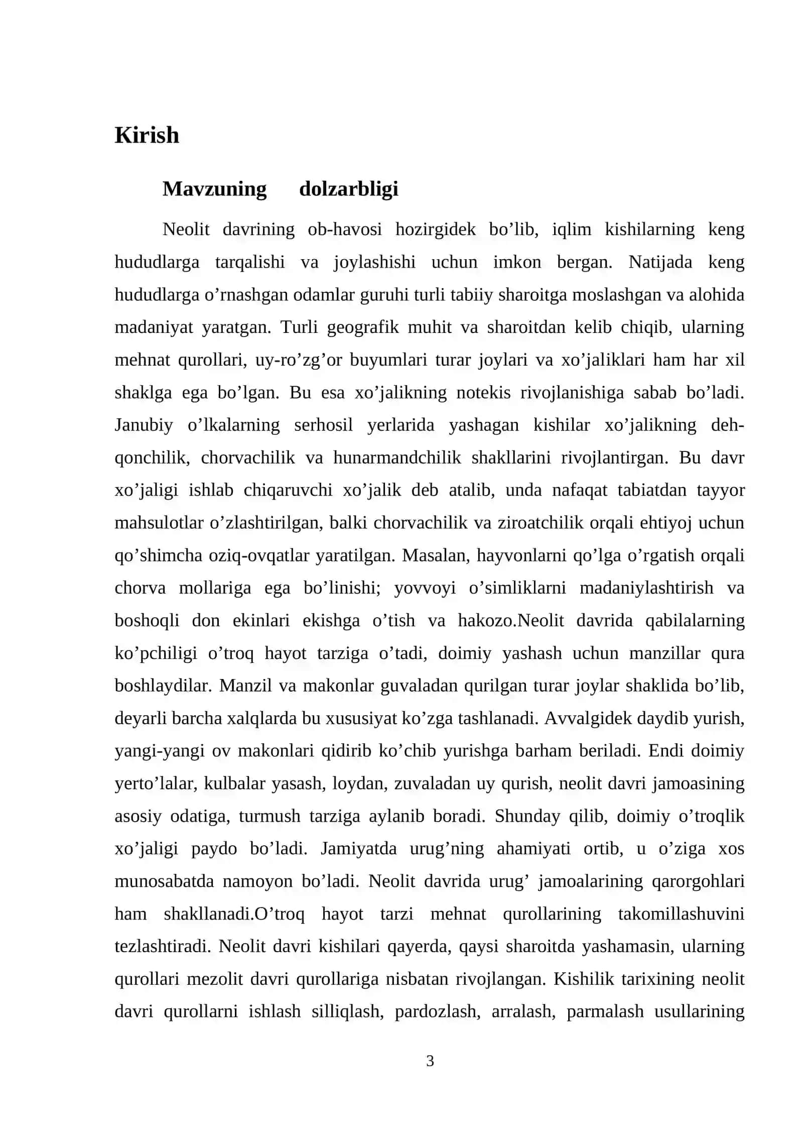 Neolit davrida mehnat qurollari tarkibida o’zgarishlar 3