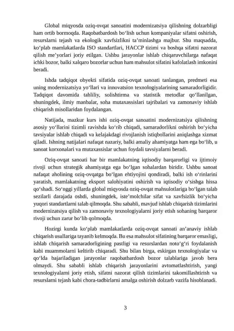 Oziq-ovqat sanoatini modernizatsiya qilish yo‘llari 3