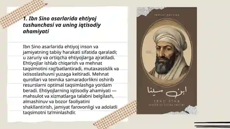 Ibn Sino asarlarida ehtiyoj mehnat taqsimoti mehnat qurollari ahamiyati 3