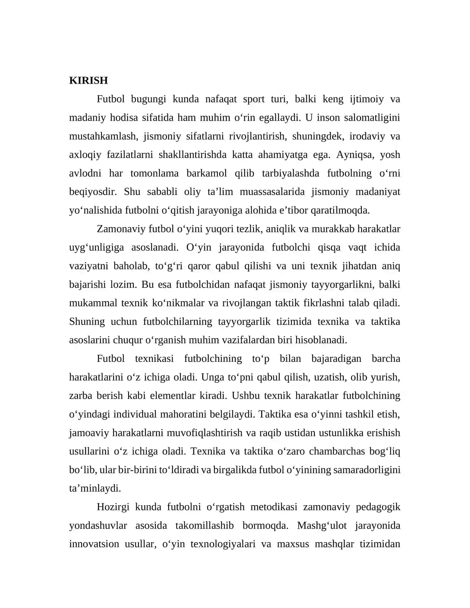 FUTBOL O‘YIN TEXNIKASI VA TAKTIKASINI O‘RGATISH 3