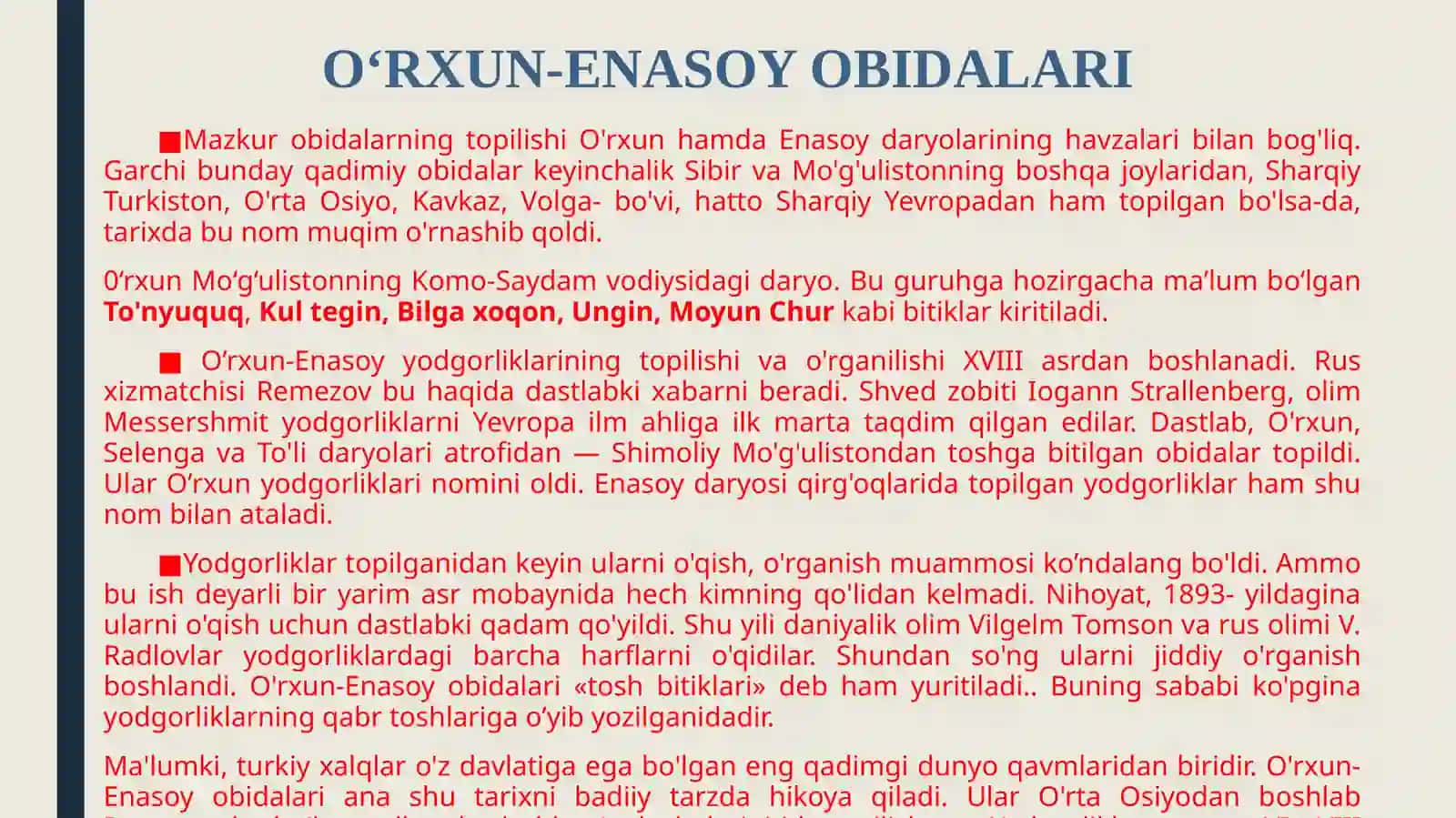 O'rxun-Enasoy obidalarida adabiy janrlar. Moniylik adabiyoti 3