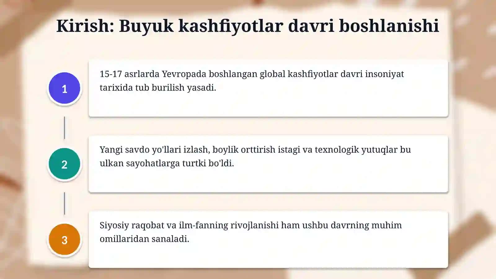 8 SINS jahon tarixi buyuk geografik kashfiyotlar     slayd metodlar asosida bo'lsin 3