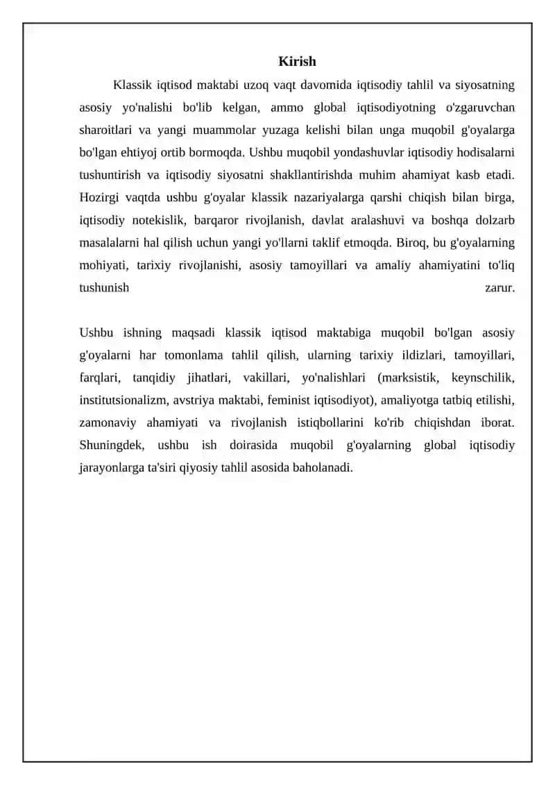 Klassik iqtisodiyotga muqobil g'oyalar: Asosiy yo'nalishlar va tamoyillar 3