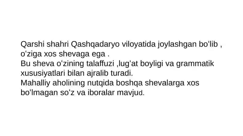 Qashqadaryo viloyati Qarshi shahrida qipchoq shevasining leksik , fonetik, morfologik xususiyatlari 3