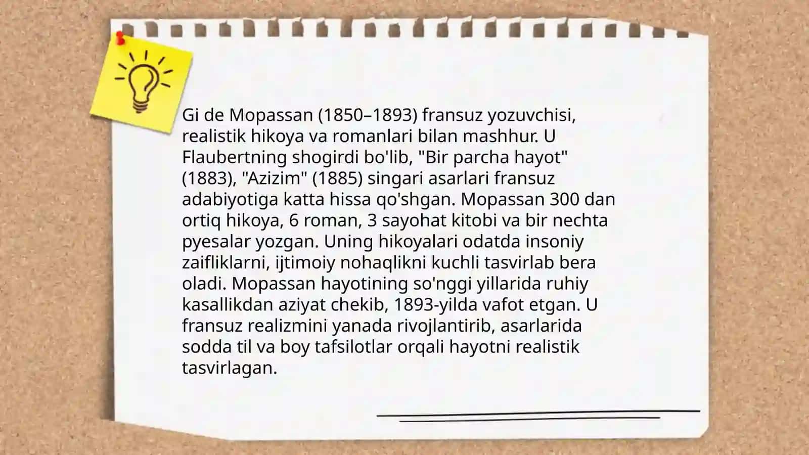 Gi De Mopassan moxir shoir,novellanavis uning asarlari 3