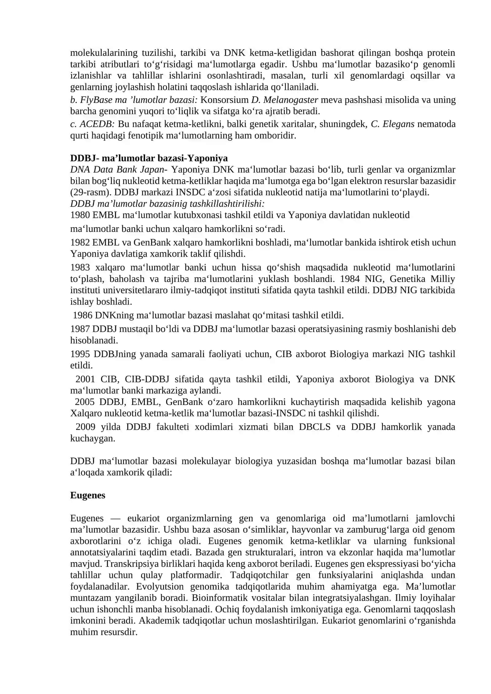 ZAMONAVIY BIOINFORMATIK MA’LUMOTLAR BAZALARI 3