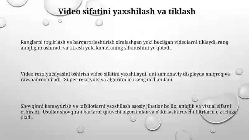 Asosiy Video Qayta Ishlash Texnologiyalari 3