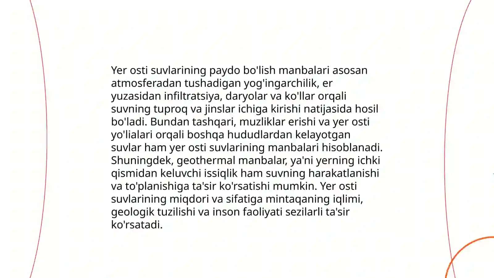 Yer osti suvlarining paydo boʻlishi ham klasslarga bo’linishi 3