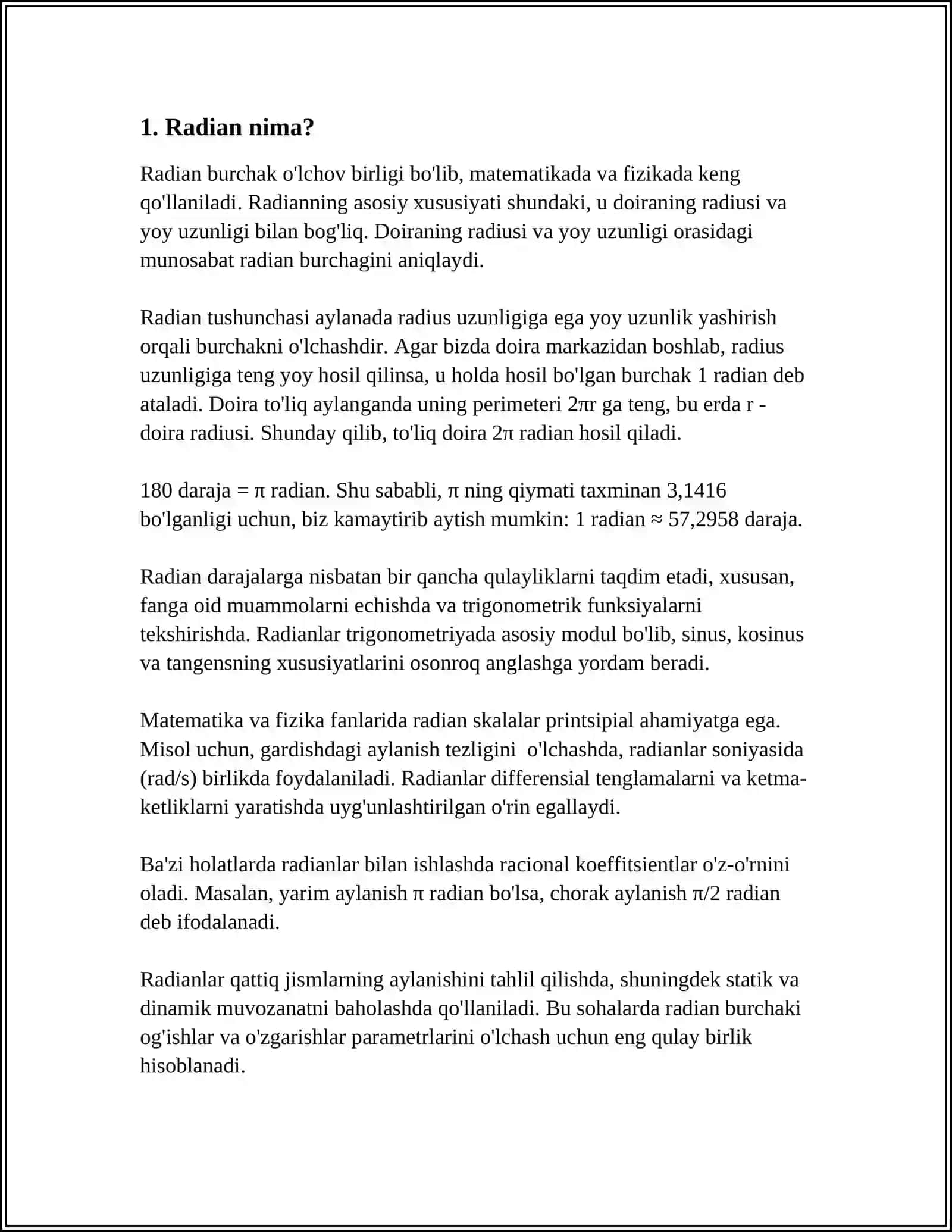 BURCHAKNING RADIAN O'LCHOVI 3