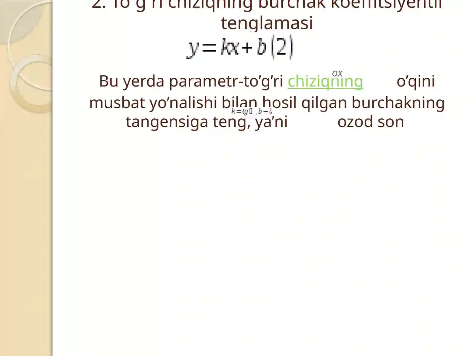 Tekislida to’g’ri chiziq tenglamasi 3