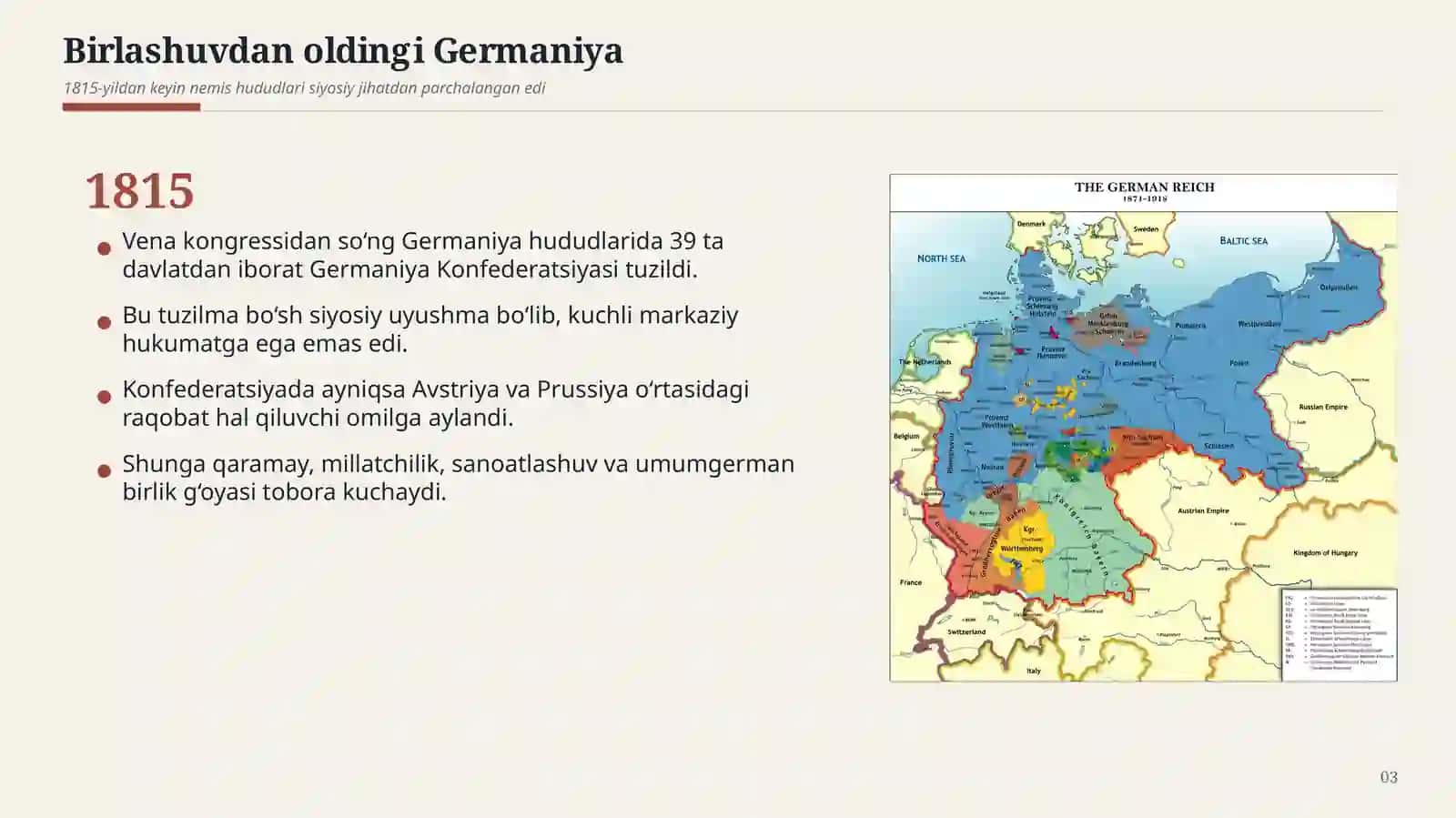O. Bismark va Germaniya birlashuvi 3