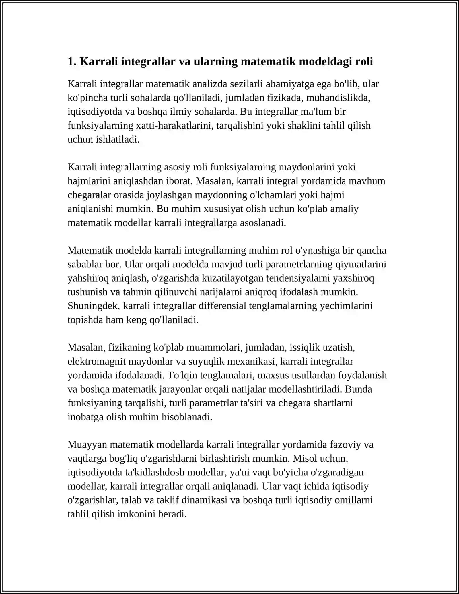 KARRALI INTEGRALLARNI IGDISODIYOTDAGI TATBIGLARI 3
