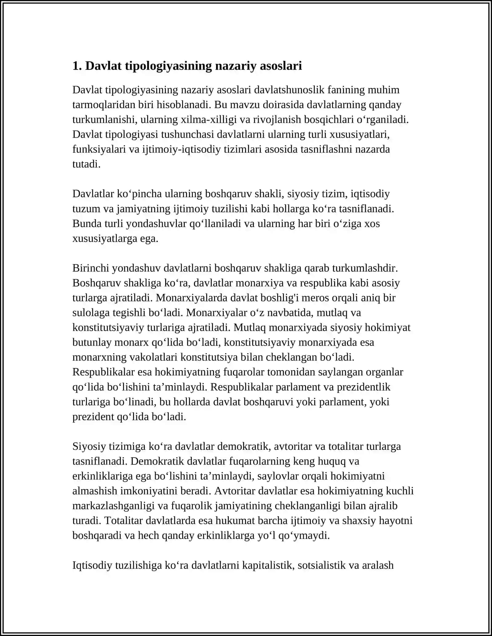 DAVLAT TIPOLOGIYASI MUAMMOSIGA FORMATSIYAVIY VA SIVILIZATSIYAVIY YONDASHUVLAR 3