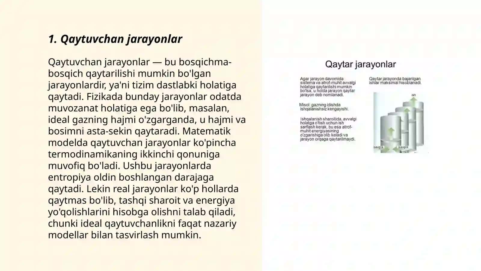 Qaytuvchan va qaytmas jarayonlar 3
