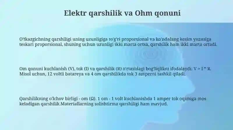 Elektr qarshilik va Ohm qonuni 3