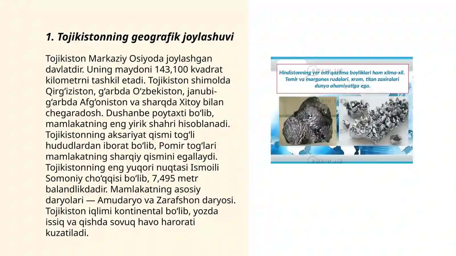 Tojikiston Respublikasiga umumiy iqtisodiy geogragik tavsif 3
