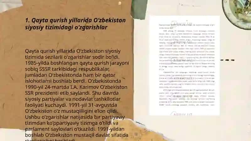 Qayta qurish yillarida Oʻzbekistondagi ijtimoiy-siyosiy vaziyat 3