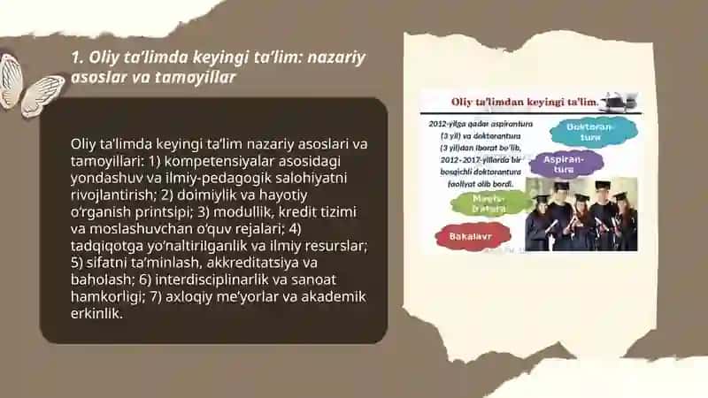 Oliy ta'limdagi keyingi ta'lim ilmiy-pedagogik kadrlar tayyorlash 3