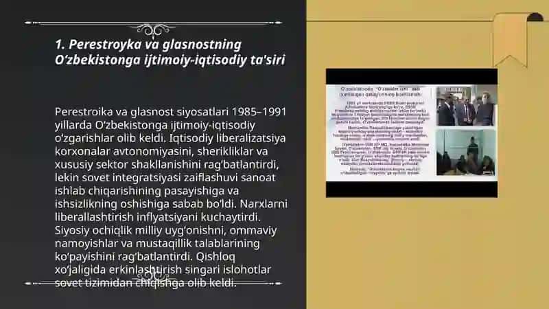 Perestroyka va glasnostning Oʻzbekistonga ijtimoiy-iqtisodiy ta'siri 3