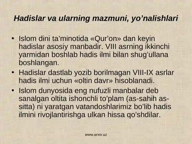 MARKAZIY OSIYODA HADIS ILMINING RIVOJLANISHI, BUYUK MUHADDISLAR 3