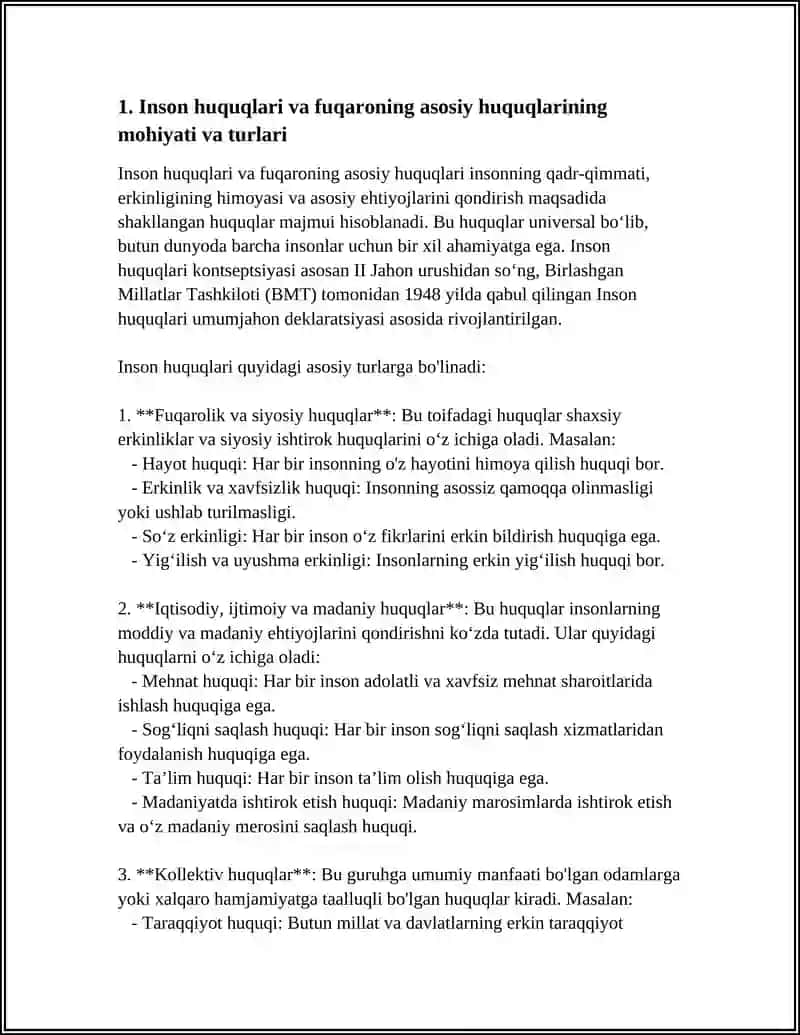INSON VA FUQAROLARNING ASOSIY HUQUQLARI, ERKINLIKLARI VA BURCHLARI 3